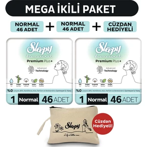 Bio Natural Premium Plus Hijyenik Ped Mega Paket Normal 46X2 (92 Adet) + Cüzdan Hediyeli