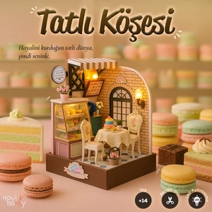 Tatlı Köşesi Minyatür Maket Ev Kiti | Maket Ev | Dıy Kendin Yap | LED Işıklı Maket Ev