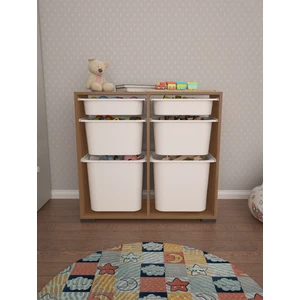 Carla 2 + 2 + 2 Tropik Ceviz Ultra Derin Sepetli Çok Amaçlı Dolap Oyuncak Dolabı