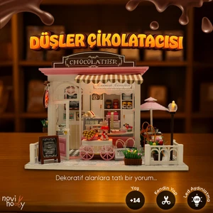 Düşler Çikolatacısı Minyatür Maket Ev Kiti | Maket Ev | Dıy Kendin Yap | LED Işıklı Maket Ev