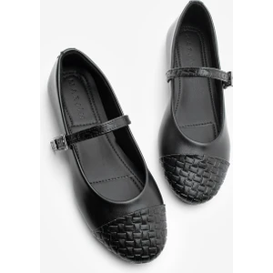 Kadın Desenli Bantlı Günlük Babet Renada Siyah