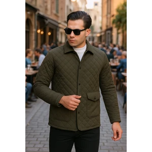 Kapitone Haki Renk Içi Kürklü Erkek Mont