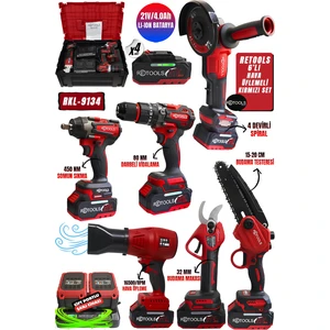 6’lı Set Kırmızı Kabartmalı (Hava Üfleme – Testere – Makas – Spiral – Vidalama – Torklu)