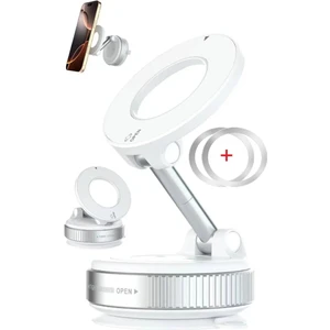 Araç Içi /her Yerde Kullanılabilen Magsafe Kilitli Vakum Telefon Tutucu 360° + 2ADET Metal Halka