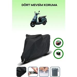 Sym Fiddle Iv 125 Için Arka Çanta ve Kilit Uyumlu Siyah Motosiklet Branda, Güvenli