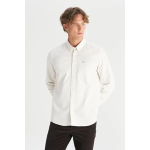 %100 Pamuk Regular Fit Normal Kesim Cep Detaylı Bej Gömlek