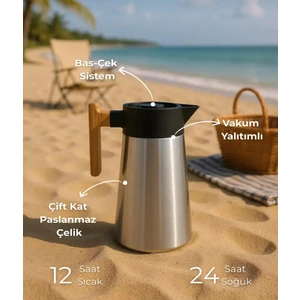 North Bambu Saplı Çelik  Termos 2 Litre-Inox
