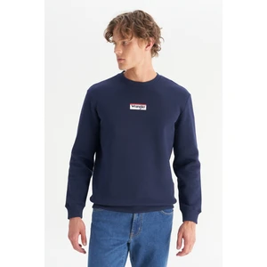W2520133 411 Darknavy Erkek Mıd Logo Baskılı Regular Bısıklet Yaka Sweatshırt