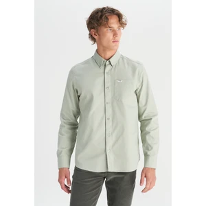 %100 Pamuk Regular Fit Normal Kesim Cep Detaylı Mint Yeşili Gömlek