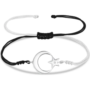 Ay Yıldızlı Bileklik Unisex Siyah Beyaz İpli bbb25