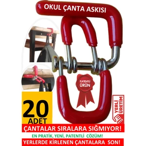 Okul Çanta Askısı 20 Adet Öğrenci Sıra Masa Yaylı Askı Aparatı Organizer Düzenleyici