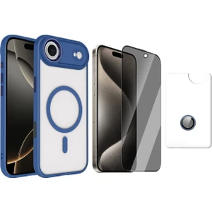 iPhone 17 Air Kılıf Wireless Şarj Özellikli Zore Krom M-Safe Silikon Kapak + Kamera Lens + Hayalet Ekran Koruyucu