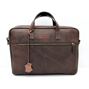 Ricardo Antik Kahve Çift Gözlü Hakiki Deri Laptop Evrak Çantası