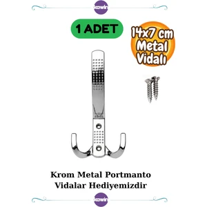 1 Adet Noktalı Portmanto Askı Vestiyer Duvar Dolap Askısı Krom Metal Mobilya Gümüş Kapı Askılık