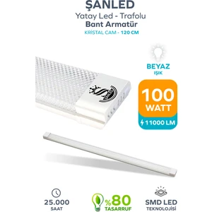 100W 120 cm Kristal Yatay LED Bant Armatür-Trafolu Beyaz Işık