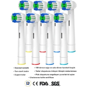 Oral-B Şarjlı Diş Fırçası Uyumlu 8 Adet Precision Clean Yedek Başlık