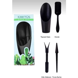 4 Parça Mini Kaktüs Dikim Seti-Kaktüs Dikim Seti Antrasit