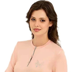 3923 Kadın Kışlık Ön Üç Düğmeli O-Yaka Büyük Beden Pijama Takım