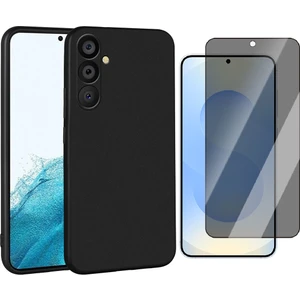 Samsung Galaxy S25 Kılıf Zore Premier Silikon Kapak + Parmak Izi Okumalı Hayalet Ekran Koruyucu