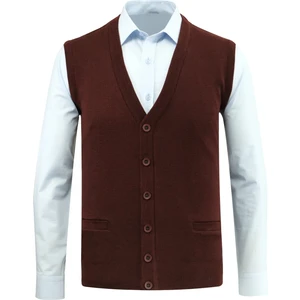 Erkek Düğmeli Yelek Triko Cepli Çelik Örgü Klasik Kalıp - 5200L