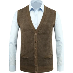 Erkek Düğmeli Yelek Cepli Desenli Çelik Örgü Klasik Kalıp - 5205L