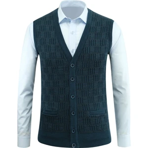 Erkek Düğmeli Yelek Cepli Kabarmalı Çelik Örgü Klasik Kalıp - 5215L