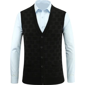 Erkek Düğmeli Yelek Cepli Kabarmalı Çelik Örgü Klasik Kalıp - 5215L