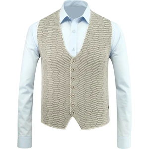 Erkek Düğmeli Yelek Cepsiz Desenli Çelik Örgü Klasik Kalıp - 5211LS