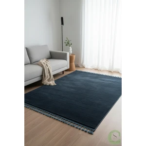 Post/peluş Yıkanabilir Kaymaz Taban Yumşacık Mavi Örgü Saçaklı Modern ve Şık Salon Oturma Odası Mutfak Çocuk Odası Koridor Antre Halısı