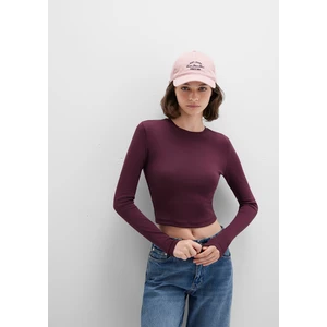 Uzun Kollu Mor Crop Basic Tişört 1612822-70434