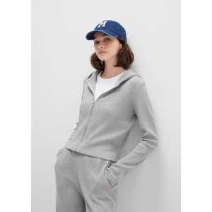 Fermuarlı Dokulu Gri Sweatshirt 1613383-80018