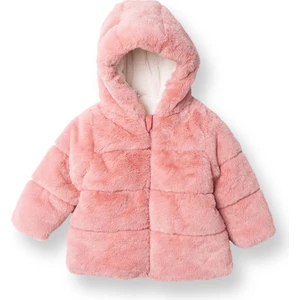 Kız Bebek Mont Peluş Fermuarlı Uzun Kol