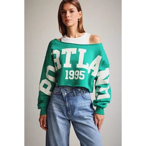 Kayık Yaka Baskılı Sweatshirt G3329AX25WN