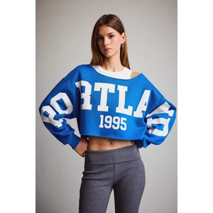 Kayık Yaka Baskılı Sweatshirt G3329AX25WN