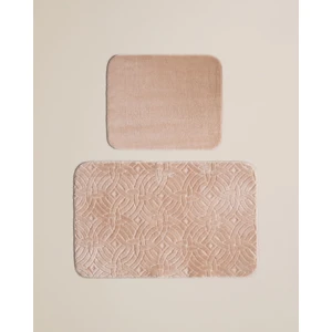 Wavelet Banyo Paspası Seti 60X100 cm + 50X60 cm Açık Bej