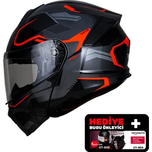 YOHE 935SV Kask Çene Açılır Motosiklet Parlak Turuncu Çift Vizör UV Bluetooth Yuvalı ECE 22.06 MIPS