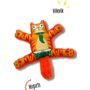 Mihav Sesli Köpek Oyuncağı | Vikvik ve Hışırtılı Turuncu Kedi Şekilli Aktivite Oyuncağı
