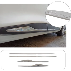 Renault Clio 4 Uyumlu Krom Yan Kapı Çıtası 4 Parça Paslanmaz Çelik (Yazılı)