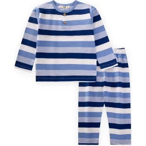 Desenli Pijama Takım 2-9 Yaş Mavi Çizgili