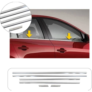Citroen C5 Uyumlu 2008-2018 Krom Cam Çıtası 6 Parça Paslanmaz Çelik
