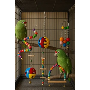 Kuş Aksesuar Seti 7'li Renkli Eğlenceli Oyuncaklar Kolay Montajlı 7 Farklı Şekil