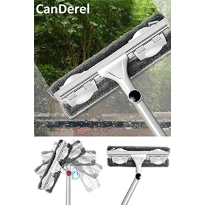 Profesyonel Çift Taraflı Mikrofiber Cam Silme Mopu Yedek Bezli