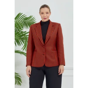 Atelier Kadın Büyük Beden Ekoseli Klasik Ceket