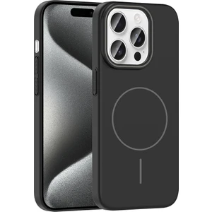 iPhone 15 Pro Max Kılıf Magsafe Şarj Özellikli Ata Ruby Silikon Kapak - Siyah