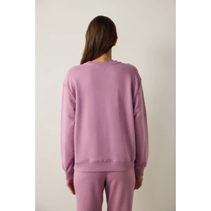 Lila Bisiklet Yaka Oversize Spor Sweatshirt