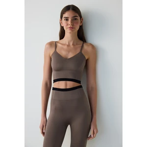 Haki Seamless Dikişsiz Çapraz Askılı Spor Sütyeni