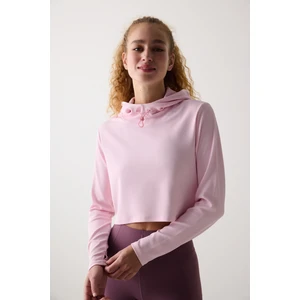 Pembe Kapüşonlu Hafif Kapüşonlu Üst