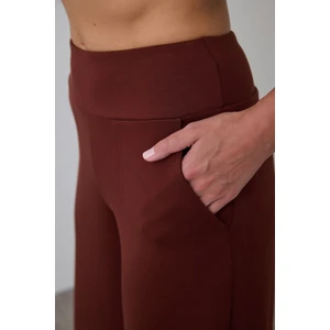 Cappuccino Yüksek Bel Beli Lastikli Geniş Paça Pantolon