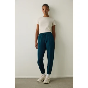 Koyu Yeşil Silky Feel Normal Bel Jogger
