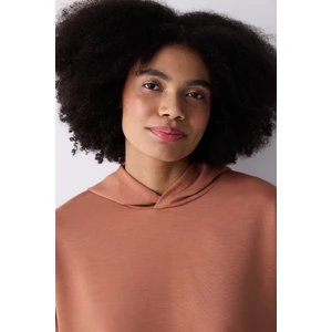 Açık Kahve Kapüşonlu Silky Touch Sweatshirt